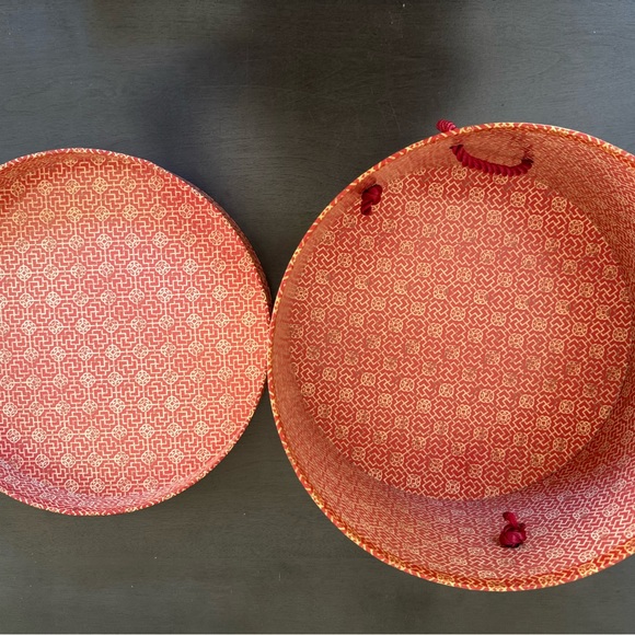 Vintage Hat Box Holder Floral Vase Chinese - Picture 3 of 6